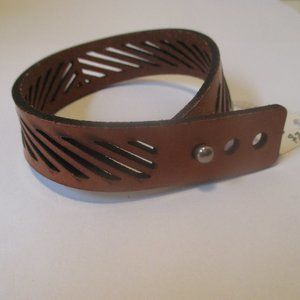 Laser Cut Leather Snap Close Bracelet NWT
